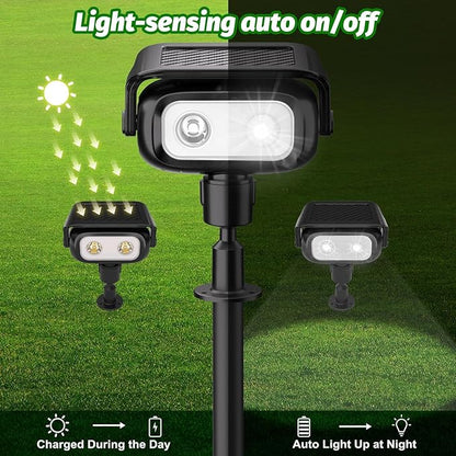 Nreonrick Solar Spot Lights 360° Adjustable Solar Lights Outdoor IP65 Waterproof with 2-in-1 Solar Powered Spotlights for Landscape Lighting for Garden, Yard, Pathway (Cool White, 2 Pack)