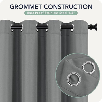 Outdoor Curtains for Patio Waterproof 6 Panels - Windproof, Privacy, Weatherproof Outside Drapes for Gazebo Pergola Porch, Grommet Top and Tab Bottom, 54x108 Inch, Grey
