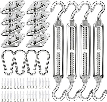 YOFIT 80 Pcs Shade Sail Hardware Kit 6 inch for Triangle Rectangle Sun Shade Sail Installation, 304 Grade Stainless for Garden Outdoors