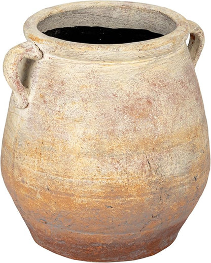 Creative Co-Op Whitewashed Terra-Cotta Urn, Beige