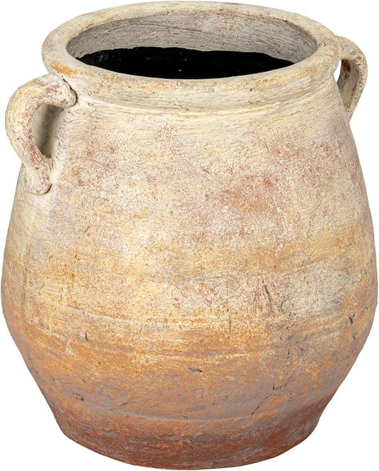 Creative Co-Op Whitewashed Terra-Cotta Urn, Beige