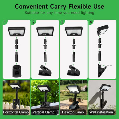Solar Motion Light Outdoor, 3CCT Clip On Fixture, 600LM 1500mAH Type-C USB & - Image 8