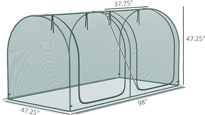 Outsunny 8' x 4' Crop Cage, Plant Protection Tent with Two Zippered Doors, Storage Bag and 4 Ground Stakes, for Garden, Yard, Lawn, Green