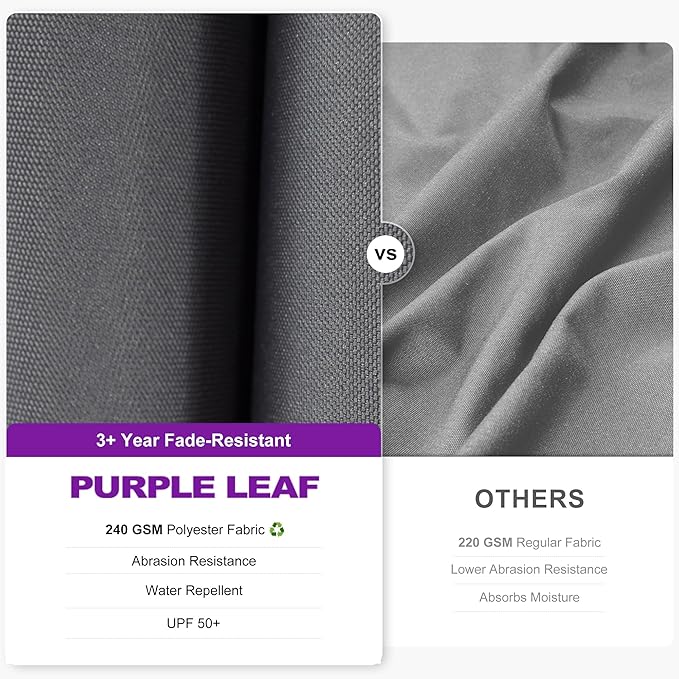 PURPLE LEAF 8' X 8' Left-right Tilting Patio Umbrella Outdoor Cantilever Swivel Square Umbrella Aluminum Offset Umbrella with 360-degree Rotation for Garden Deck Pool Patio Light Grey