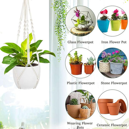 Augshy 27inch Macrame Plant Hanger, 2 Packs Plant Hangers with Hooks, Hanging Planter for Indoor Plants Decorative Macrame Pot Hanger for Home Decor