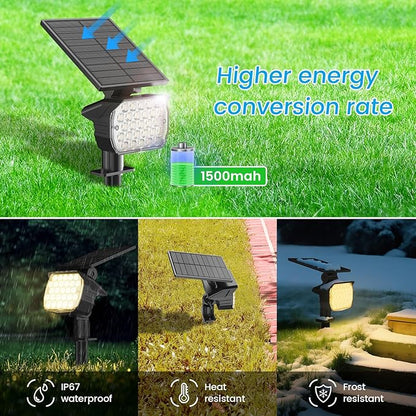 VOLISUN Solar Spotlight Outdoor, IP67 Waterproof Solar Landscape Spot Lights，Uplights for Yard Garden Pathway - 12 Pack (Warm White) 27 LED 3 Lighting Modes