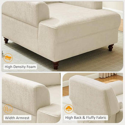 Chaise Lounge Chair Indoor with Adjustable Backrest, Upholstered Mid-Century Reading Chair, Oversized Accent Armchair for Living Room & Bedroom, Comfy Single Sofa Chair, Modern Living Room Chair