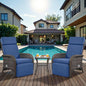 Belord Versatile Outdoor Recliner Chair Set of 3 - Reclining Patio Chair with Adjustable Backrest and Footrest, All-Weather Wicker Chaise Lounge Chair Outdoor with Side Table for Pool Deck Brown