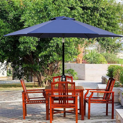 Blissun 7.5 ft Patio Umbrella, Yard Umbrella, Outdoor Market Umbrella with Push Button Tilt Crank (Navy Blue)
