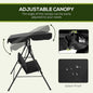 Porch Swing with Canopy, 3-Seat Steel Frame, Black