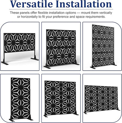 Outdoor Privacy Screen,72" H×47" W Metal Privacy Screen, Freestanding Privacy Fence Panels for Patio