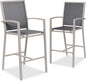 Best Choice Products Outdoor Bar Stools Set of 2, Bar Height, Patio Furniture, All Weather Mesh Design w/Armrest - Taupe/Charcoal