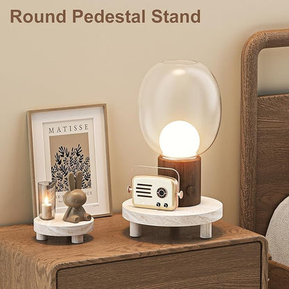 Wood Plant Stand Indoor Outdoor, 12/10/8/6" Round Wood Riser for Decor Wooden Stool Display Stand Flower Pot Holder Small Planter Tray Modern Potter Decorative for Desktop Counter Room