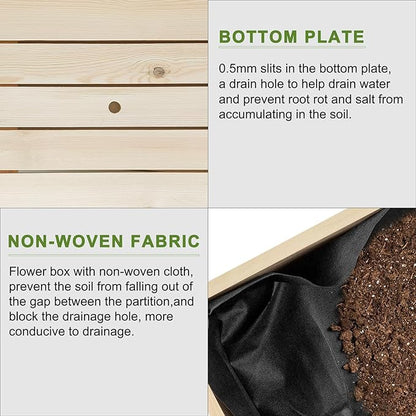 BIRASIL Outdoor Raised Garden Bed, Wood Planter Box for Vegetable Flower, Elevated Reinforced Large Garden Planters Boxes for Backyard Patio Gardening Balcony (48.5”L, Natural Wood)