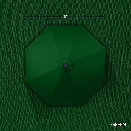 Best Choice Products 10ft Solar LED Offset Cantilever Hanging Market Patio Umbrella, Smooth 360° Rotation, 8 Sturdy Ribs, Easy Adjustment - Green