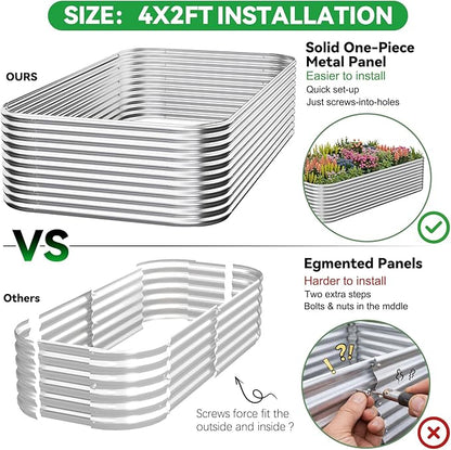 3 Pack Tall 4x2FT Raised Beds for Gardening, Corrugated Galvanized Steel Raised Garden Bed, Outdoor Metal Above Ground Garden Bed for Vegetables and Flowers