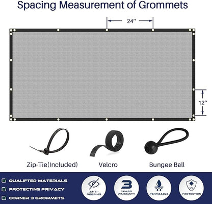 Windscreen4less Privacy Fence Screen Heavy Duty Windscreen Fencing Mesh Fabric Shade Net Cover with Brass Grommtes for Outdoor Wall Garden Yard Pool Deck, 6'x244' Light Gray