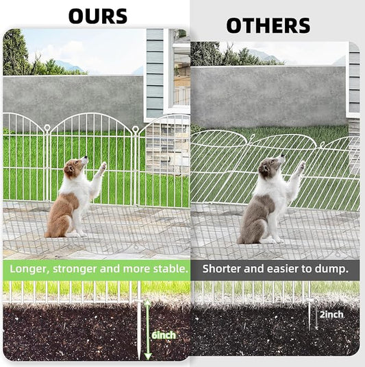 Metal Garden Edging Fence, 10 Panels, 24in High x 20ft, White