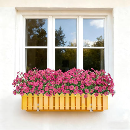Bassion Artificial Flowers for Outdoors, 24 Bundles UV Resistant Fake Flowers Realistic Silk Faux Plants for Outdoor Planter Window Box Porch Patio Garden Home Outside Decorations
