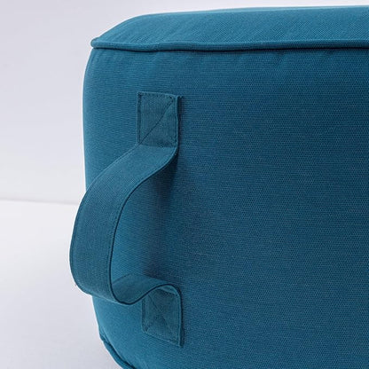 QILLOWAY Indoor/Outdoor Inflatable Stool,Round Ottoman,All Weather Foot Rest for Camping or Home,All Peacock Blue