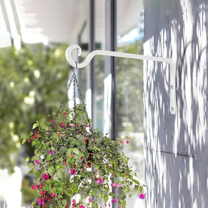 BOLITE Plant Hangers, 10 Inch Hanging Plant Brackets Outdoor Indoor, Wall Hooks for Hummingbird Feeders, Bird Feeders, Planters, Lanterns, Wind Chimes, Home Decor, 2 Pack, White, Gifts for Women Men