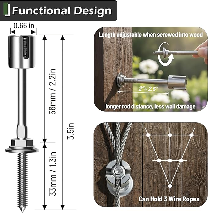 Wire Trellis for Climbing Plants Outdoor, 30-Set Wall Wire Trellis Kit with 1/8in x 150ft Stainless Steel Cable & Cutter, T316 Espalier System for Fence and Garden DIY Projects