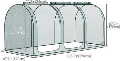Outsunny 9' x 4' Crop Cage, Plant Protection Tent with Three Zippered Doors, Storage Bag and 4 Ground Stakes, for Garden, Yard, Lawn, Green