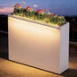 GSK White Metal Planter Box with LED Light Rectangular Illuminate Flower Trough 30" H×10" W×37.9" L Vibe Indoor Light Up Garden Plants Outdoor Separation Patio Porch Balcony