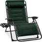 Best Choice Products Oversized Padded Zero Gravity Chair, Folding Outdoor Patio Recliner, XL Anti Gravity Lounger for Backyard w/Headrest, Cup Holder, Side Tray, Polyester Mesh - Forest Green