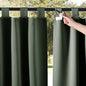 NICETOWN 2 Panels Greyish Green Outdoor Curtainss for Patio Waterproof, Detachable Sticky Tab Top Blackout Indoor Outdoor Blinds Heat & Cold Blocking Privacy for Gazebo/Porch, W52 x L84