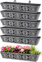 6 Pack 30 Inch Window Boxes Planter for Outdoor Plants Deck Railing Planters Box with Adjustable Brackets for Porch Fence Balcony Hanging Flower Baskets with Non-Woven Fabric Liner for Garden Décor