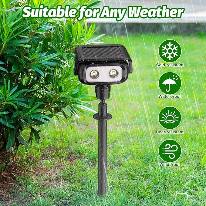 Nreonrick Solar Spot Lights 360° Adjustable Solar Lights Outdoor IP65 Waterproof with 2-in-1 Solar Powered Spotlights for Landscape Lighting for Garden, Yard, Pathway (Cool White, 2 Pack)