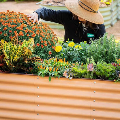 Vego garden Aluzinc Raised Garden Bed Kits, 17" Tall 6 in 1 Modular Metal Raised Planter Bed for Vegetables Flowers Patio Ground Planter Box, Terra Cotta