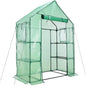 Aoodor Walk-in Greenhouse with 4 Shelves, 4.7×2.5×6.4 ft Outdoor Garden Plant House with PE Cover for Growing Vegetables, Flowers, Herbs