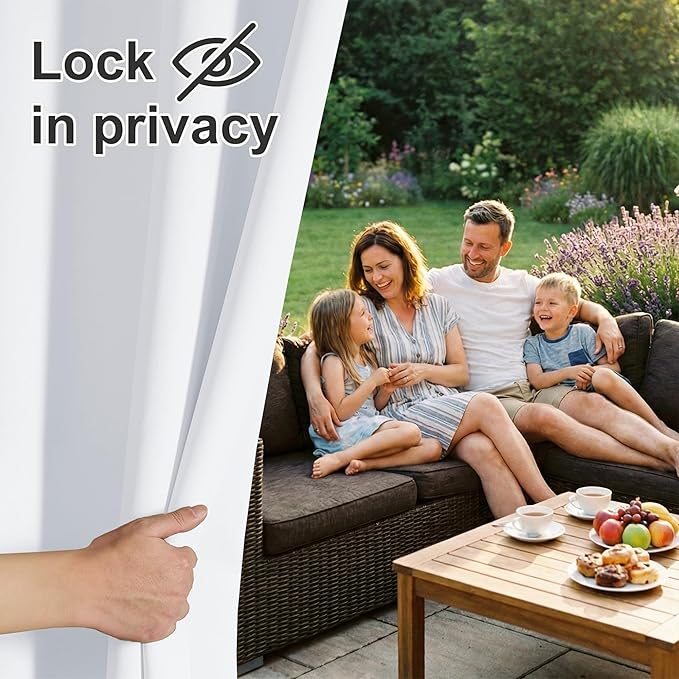 RYB HOME Extra Wide Outdoor Curtains for Patio Waterproof Heavy Duty Thermal Insulated in Summer Full Coverage Privacy for Porch, Cabana & Pool, W120 x L95, Greyish White, 1 Panel
