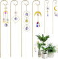HDCRYSTALGIFTS 6 Pack Small Trellis for Potted Plants Indoor with Colorful Crystal Sun Catcher, 13.5'' Metal Plant Stake Suncatchers for Mini Potted Plant Decoration for Home Window Garden