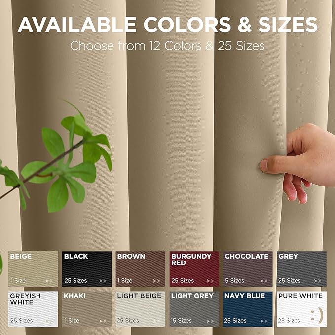 Joydeco Blackout Patio Sliding Door Curtains 96 Inches Long, Grommet Privacy Room Divider Curtains, Extra Wide Thermal Blackout Drapes for Bedroom Living Room (Light Beige, 80Wx96L, 1 Panel)