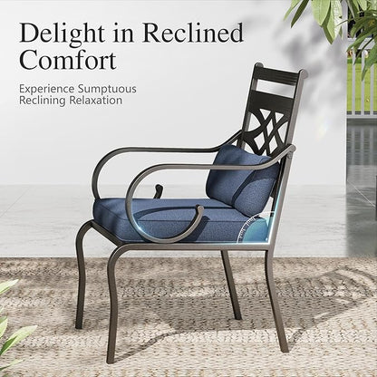 Sophia and William Outdoor Patio Dining Set for 4, Outdoor Table and Chairs, Removable Seat Cushions, Black 37" Patio Dining Table,Blue