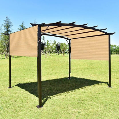 Eden's Decor Straight Flat-Edged Sun Shade Sail Rectangular 11' x 13' Beige UV-Blocking Outdoor Canopy Fabric Cloth Awning for Pergola Patio Garden Backyard Custom Size