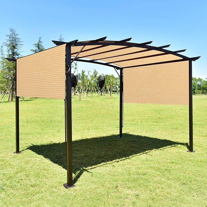 Eden's Decor Straight Flat-Edged Sun Shade Sail Rectangular 10' x 13' Beige UV-Blocking Outdoor Canopy Fabric Cloth Awning for Pergola Patio Garden Backyard Custom Size