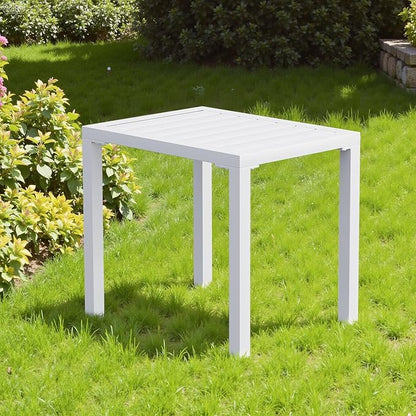 Crestlive Products Aluminum Outdoor Side Table Set of 2, White Small Rectangular Weather Resistant Coffee End Tables for Patio Balcony Pool Deck
