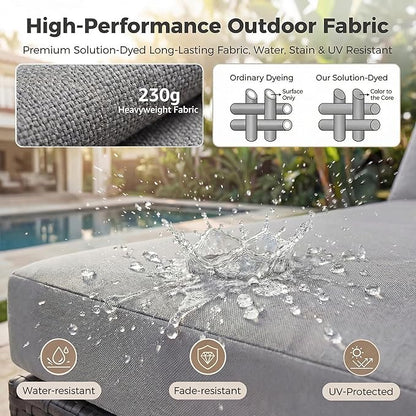 NICESOUL 29.3'' High Back Outdoor Patio Furniture Set with Firepit Natural Gas & Propane, 9 Piece Extra Large Conversation Set with Fire Pit Table, Modern Deep Wide Modular Wicker Sofa Couches, Gray