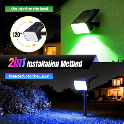 Solar Spot Lights Outdoor Color Changing, [6 pack/28 LED] 7 Modes Auto On/Off Solar Landscape Spotlights, Ip67 Waterproof Solor Powered Pathway Lights for Outside Yard Garden Walkway Tree Patio