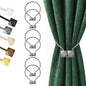 Hion Magnetic Curtain Tiebacks Grey 6 Pack, Curtain Tiebacks Buckles Holdbacks Holders Hooks Clip for Home Bedroom Office Decorative Thick or Thin Curtain