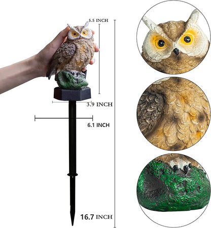 Dazzle Bright 2 Pack Owl Figure Solar LED Lights, Resin Garden Waterproof Decorations with Stake for Outdoor Yard Pathway Outside Patio Lawn Decor to Scare Birds Away, Gifts For Women, Owl Lovers
