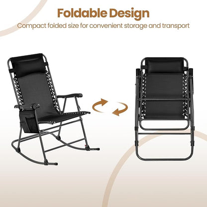 Yaheetech 26in Rocking Chair Outdoor Zero Gravity Folding Chairs Rocking Chairs - Image 7