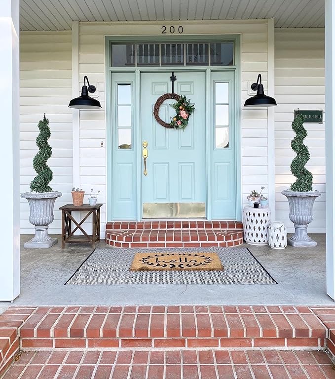 Wall Lights with 16-Inch Dome, Matte Black Steel Farmhouse Barn Style