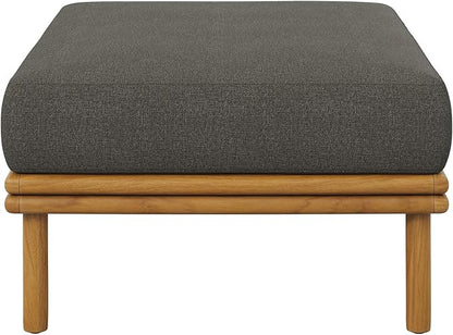 Modway Wren Teak Wood Outdoor Ottoman in Natural Flint Gray