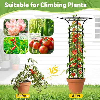 Garden Trellis for Climbing Plants Outdoor, 65 Inch Mushroom Top Trellis for Climbing Plants, Plant Trellis Support for Potted Plants Climbing Vine Rose Clematis Vegetable Trellis, 1 Pack (2)