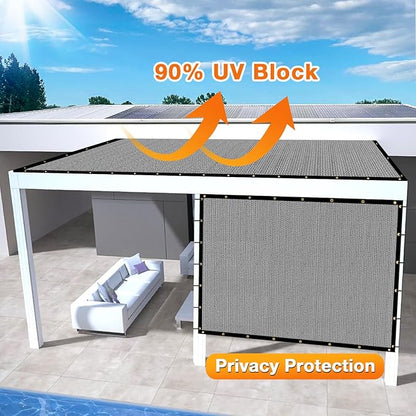 Artpuch Outdoor Pergola Shade Cover 5x16 FT Sun Shade Cloth with Grommets Light Grey 90% UV Protection Canopy Patio Privacy Screen (Customized Available)